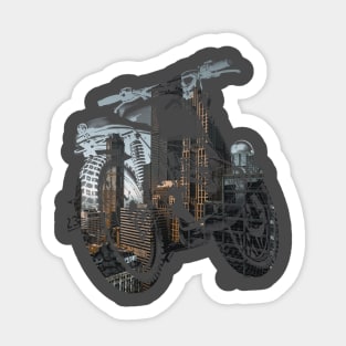 Double exposure motorsport with city background Sticker